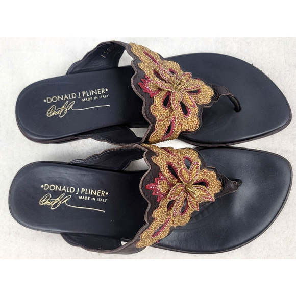 Donald J. Pliner Gusa Beaded Flower Sandals Made in Italy Women's Size 9.5 - Picture 6 of 12